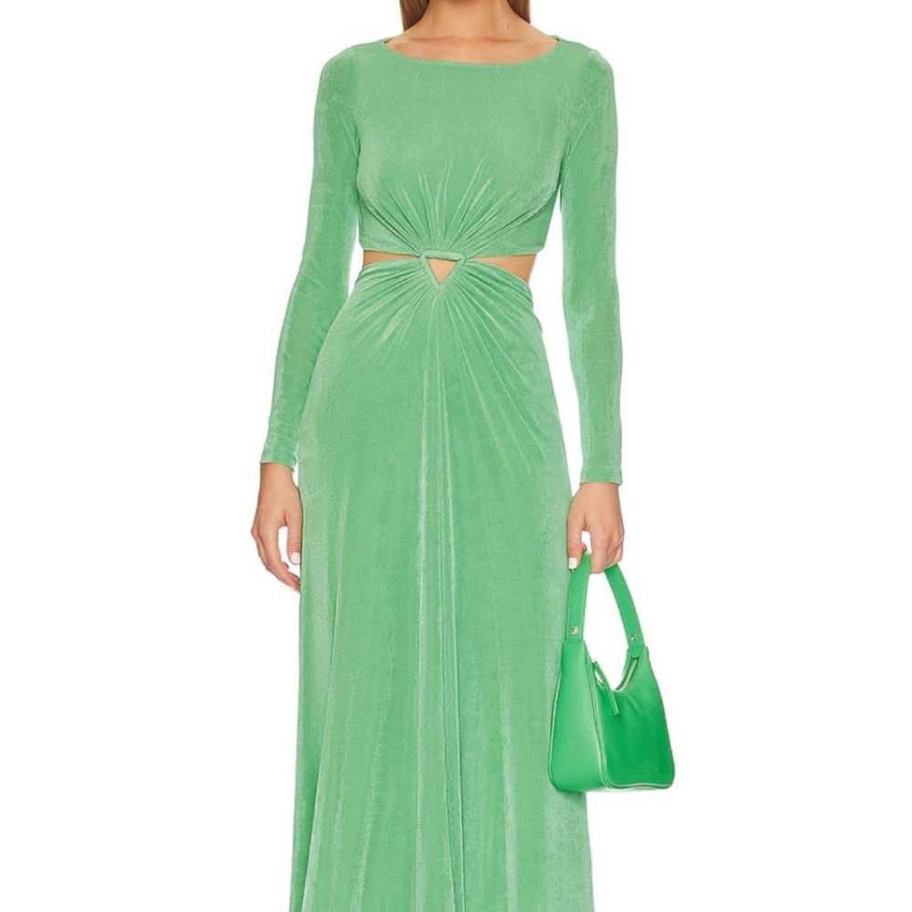 Significant Other Green Cut-Out Ruched Maxi Dress | Size US 10 / AU 14